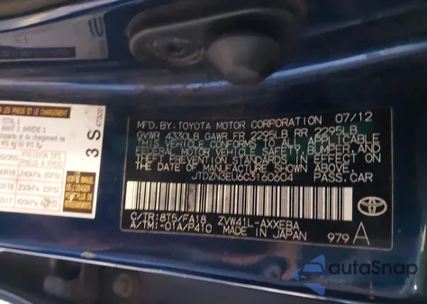 2012 Toyota Prius V Three from USA, damaged, VIN JTDZN3EU6C3160604